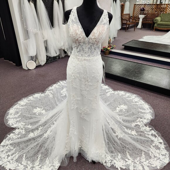 Larissa Ivory Size 14 Mori Lee Lace Bridal Gown/Wedding Dress - Picture 1 of 10